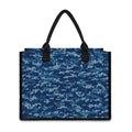 Blue Camouflage Knitted Pattern Print Canvas Tote Bag