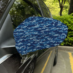 Blue Camouflage Knitted Pattern Print Car Side Mirror Covers