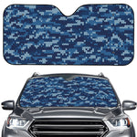 Blue Camouflage Knitted Pattern Print Car Windshield Sun Shade