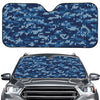 Blue Camouflage Knitted Pattern Print Car Windshield Sun Shade