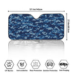 Blue Camouflage Knitted Pattern Print Car Windshield Sun Shade