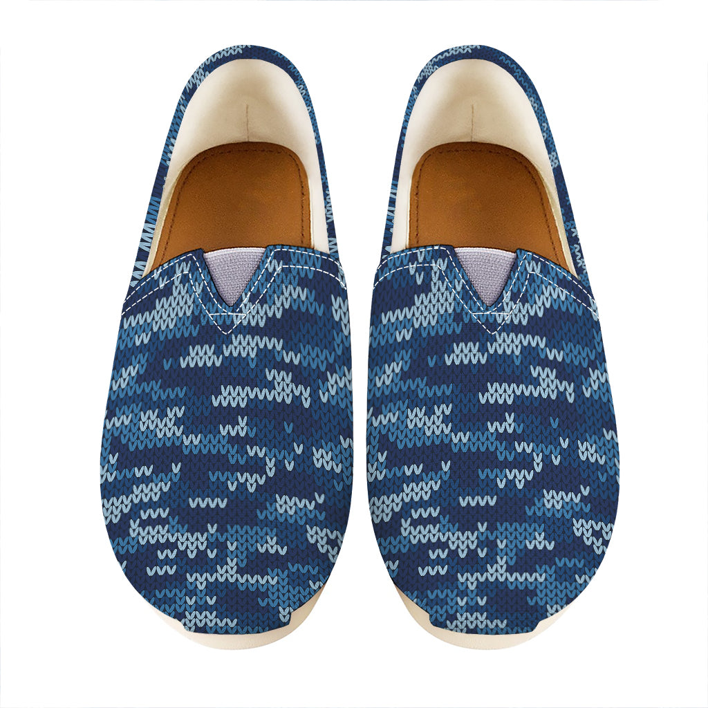 Blue Camouflage Knitted Pattern Print Casual Shoes