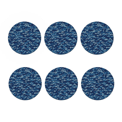 Blue Camouflage Knitted Pattern Print Coaster Set