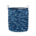 Blue Camouflage Knitted Pattern Print Collapsible Laundry Basket