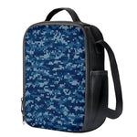 Blue Camouflage Knitted Pattern Print Crossbody Lunch Bag