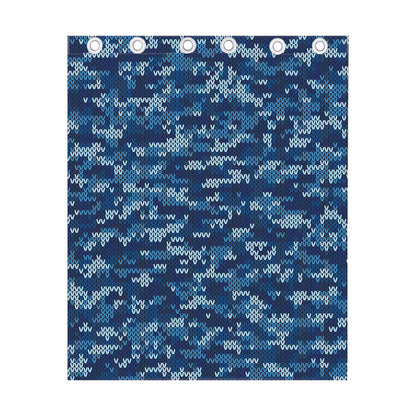 Blue Camouflage Knitted Pattern Print Curtain