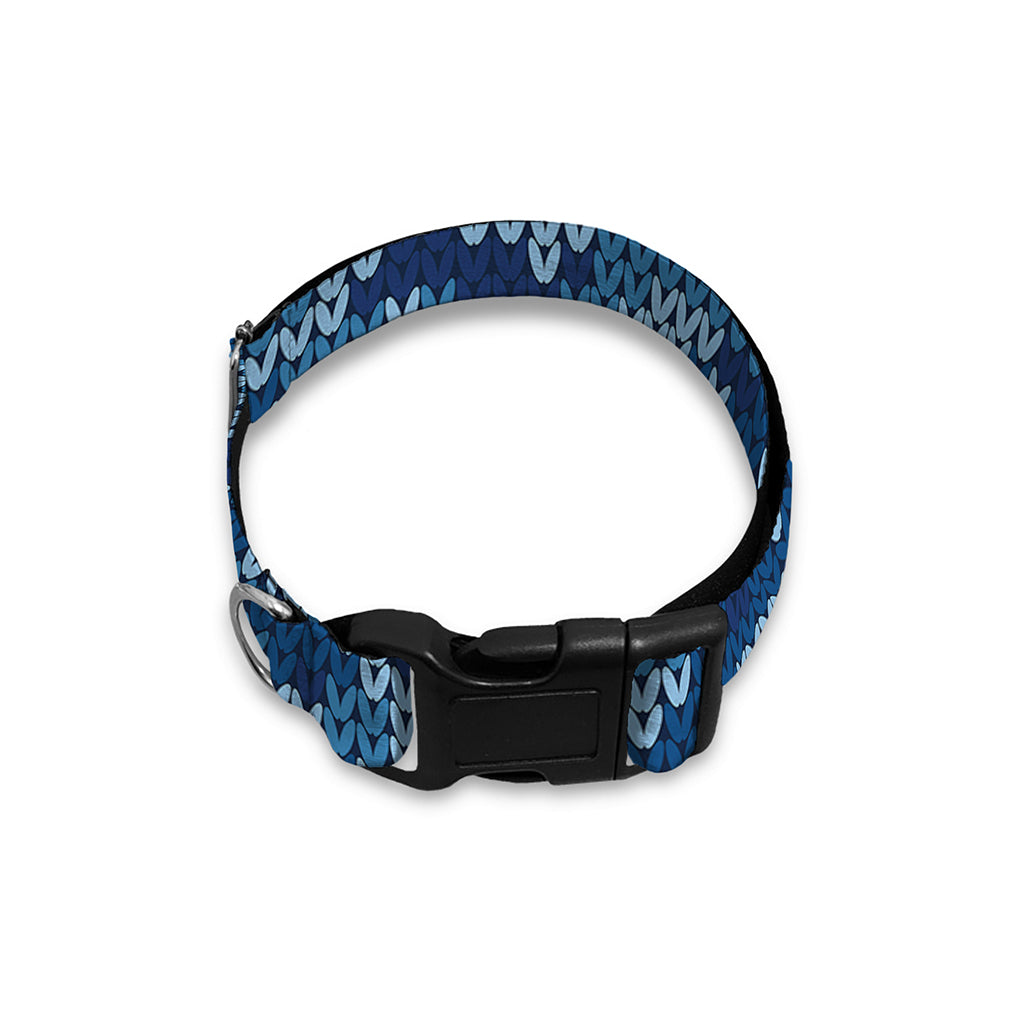 Blue Camouflage Knitted Pattern Print Dog Collar