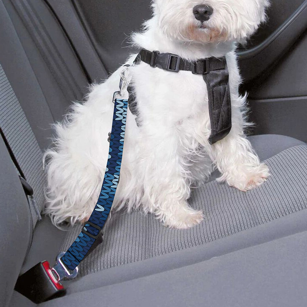 Blue Camouflage Knitted Pattern Print Dog Seat Belt