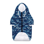 Blue Camouflage Knitted Pattern Print Dog Zip Up Hoodie