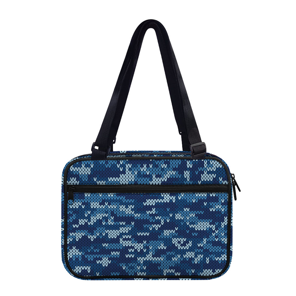 Blue Camouflage Knitted Pattern Print Double Strap Bible Bag
