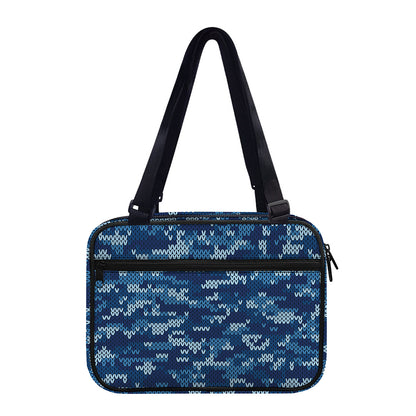 Blue Camouflage Knitted Pattern Print Double Strap Bible Bag