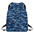 Blue Camouflage Knitted Pattern Print Drawstring Backpack