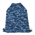 Blue Camouflage Knitted Pattern Print Drawstring Bag