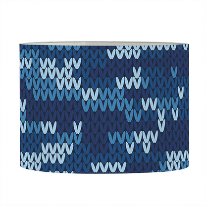 Blue Camouflage Knitted Pattern Print Drum Lamp Shade