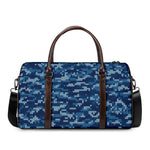 Blue Camouflage Knitted Pattern Print Duffle Bag