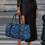Blue Camouflage Knitted Pattern Print Duffle Bag