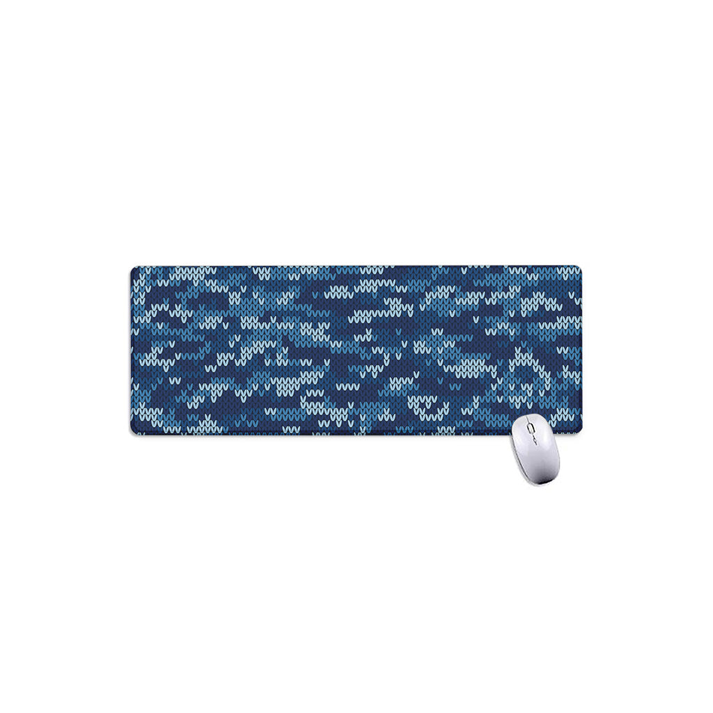 Blue Camouflage Knitted Pattern Print Extended Mouse Pad