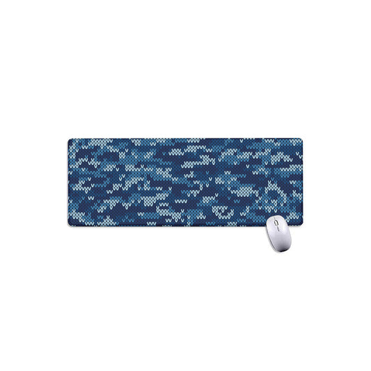 Blue Camouflage Knitted Pattern Print Extended Mouse Pad