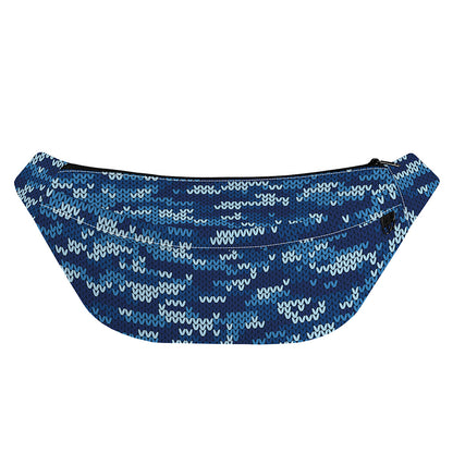 Blue Camouflage Knitted Pattern Print Fanny Pack