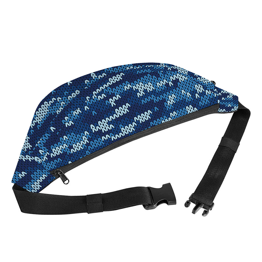Blue Camouflage Knitted Pattern Print Fanny Pack
