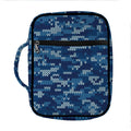 Blue Camouflage Knitted Pattern Print Front Pocket Bible Bag
