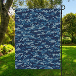 Blue Camouflage Knitted Pattern Print Garden Flag