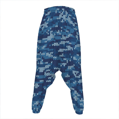 Blue Camouflage Knitted Pattern Print Hammer Pants