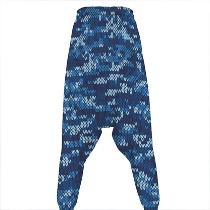 Blue Camouflage Knitted Pattern Print Hammer Pants