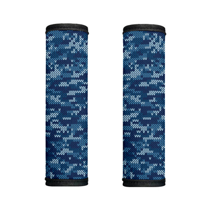 Blue Camouflage Knitted Pattern Print Handle Covers