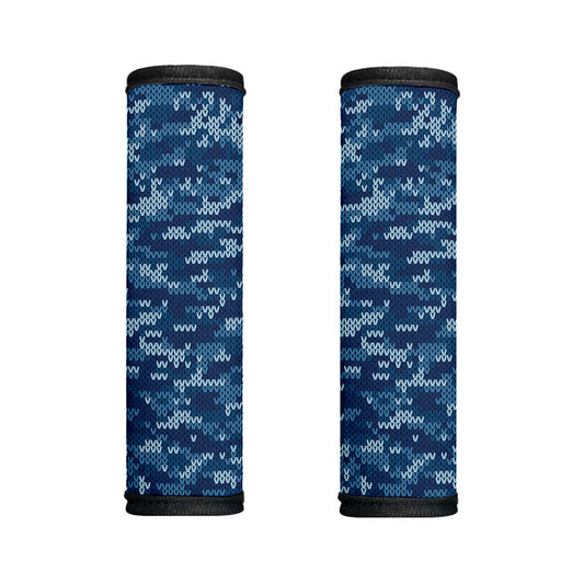 Blue Camouflage Knitted Pattern Print Handle Covers
