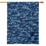 Blue Camouflage Knitted Pattern Print House Flag