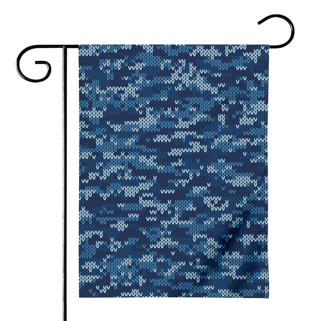 Blue Camouflage Knitted Pattern Print House Flag