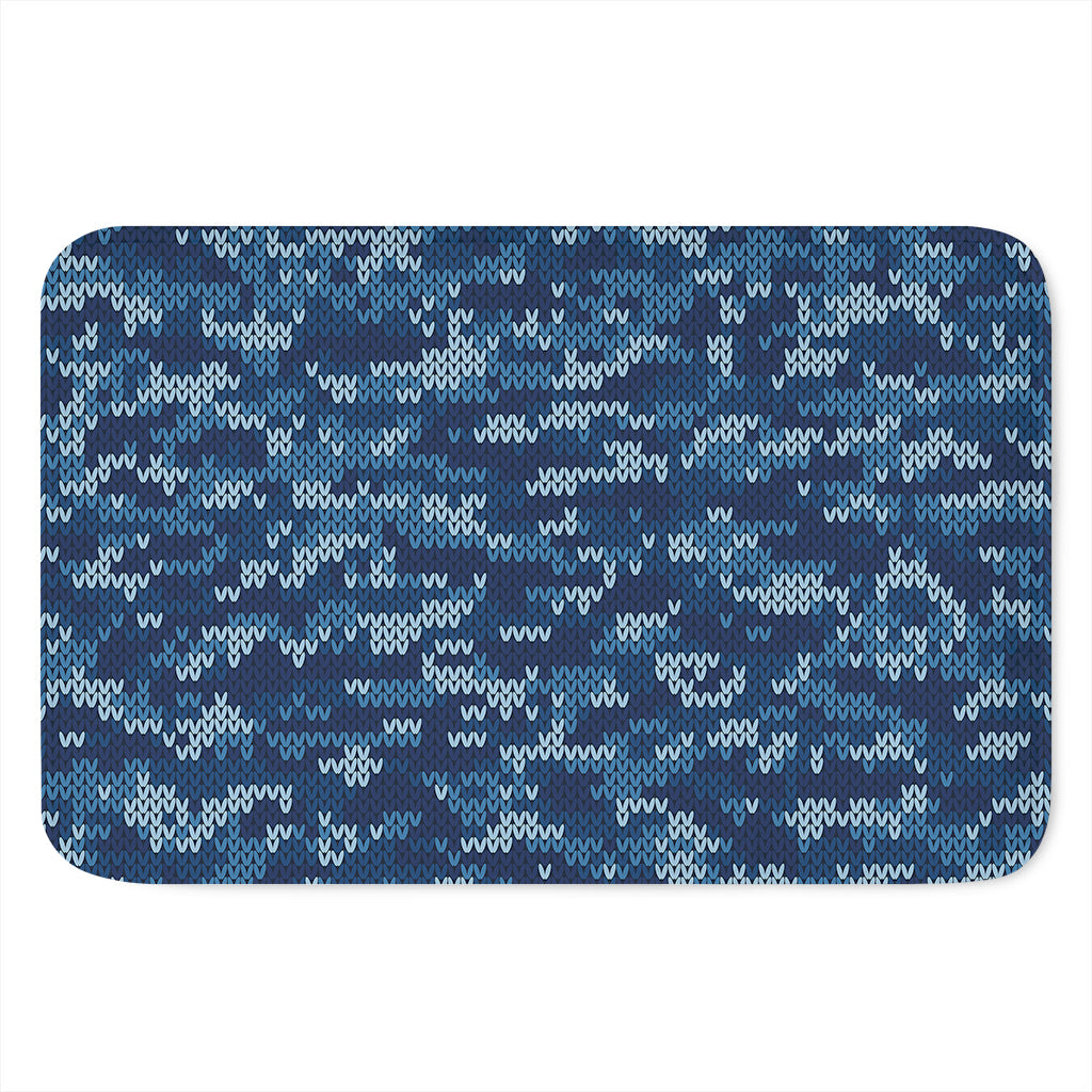 Blue Camouflage Knitted Pattern Print Indoor Door Mat