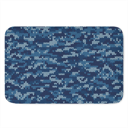 Blue Camouflage Knitted Pattern Print Indoor Door Mat