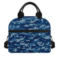 Blue Camouflage Knitted Pattern Print Insulated Lunch Bag