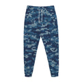 Blue Camouflage Knitted Pattern Print Jogger Pants