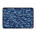 Blue Camouflage Knitted Pattern Print Kitchen Mat