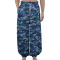 Blue Camouflage Knitted Pattern Print Lantern Pants