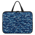 Blue Camouflage Knitted Pattern Print Laptop Sleeve With Handle