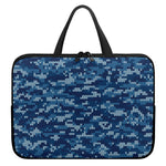 Blue Camouflage Knitted Pattern Print Laptop Sleeve With Handle