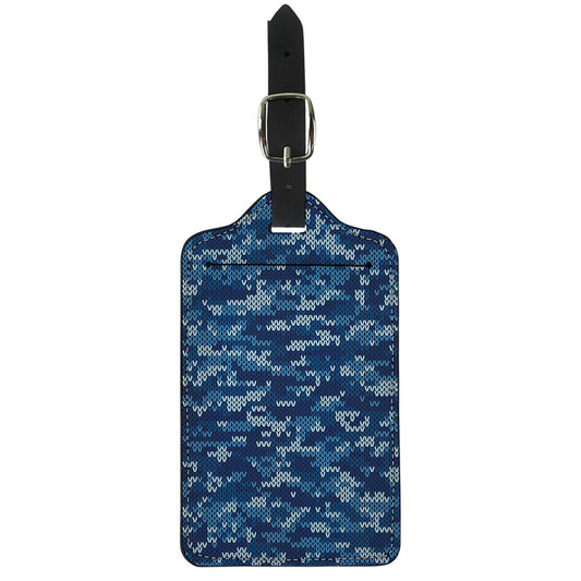 Blue Camouflage Knitted Pattern Print Luggage Tag
