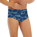 Blue Camouflage Knitted Pattern Print Men's Briefs
