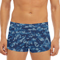 Blue Camouflage Knitted Pattern Print Men's Short Boxer Briefs