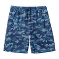 Blue Camouflage Knitted Pattern Print Men's Swim Trunks