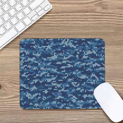 Blue Camouflage Knitted Pattern Print Mouse Pad