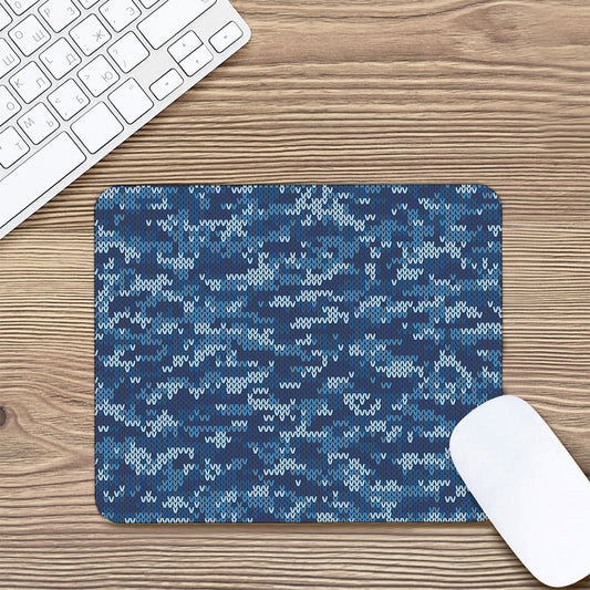 Blue Camouflage Knitted Pattern Print Mouse Pad