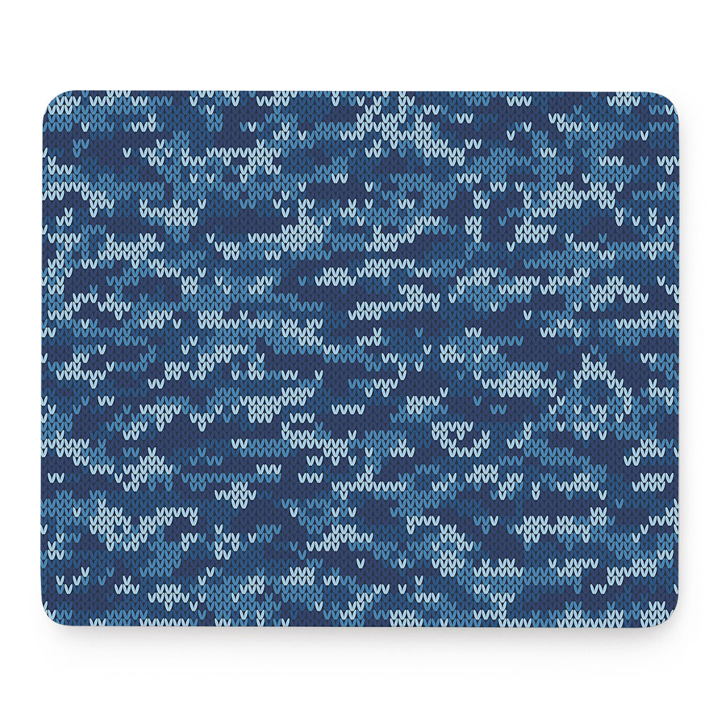 Blue Camouflage Knitted Pattern Print Mouse Pad