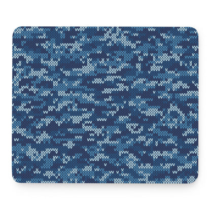 Blue Camouflage Knitted Pattern Print Mouse Pad
