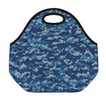 Blue Camouflage Knitted Pattern Print Neoprene Lunch Bag