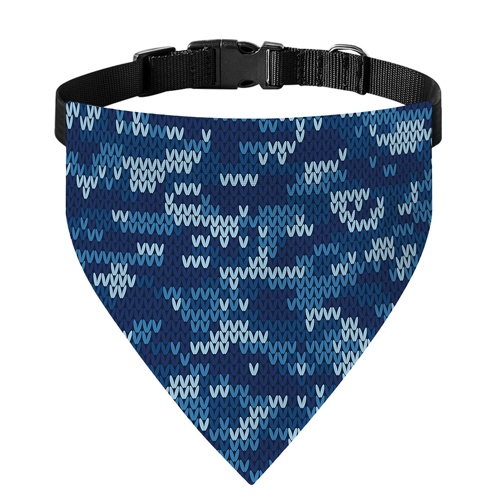 Blue Camouflage Knitted Pattern Print Over The Collar Dog Bandana